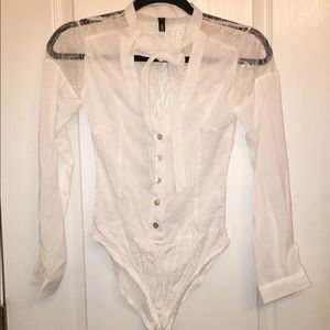 White lace back bodysuit